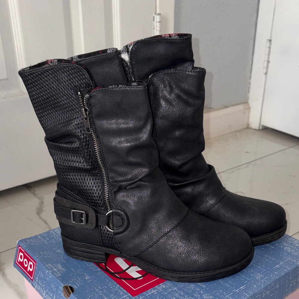 POP Women's Black Ankle Boots